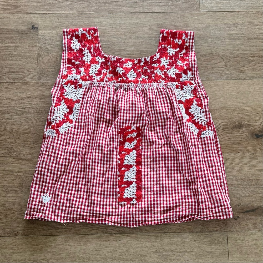 J. Marie Embroidered Gingham Top